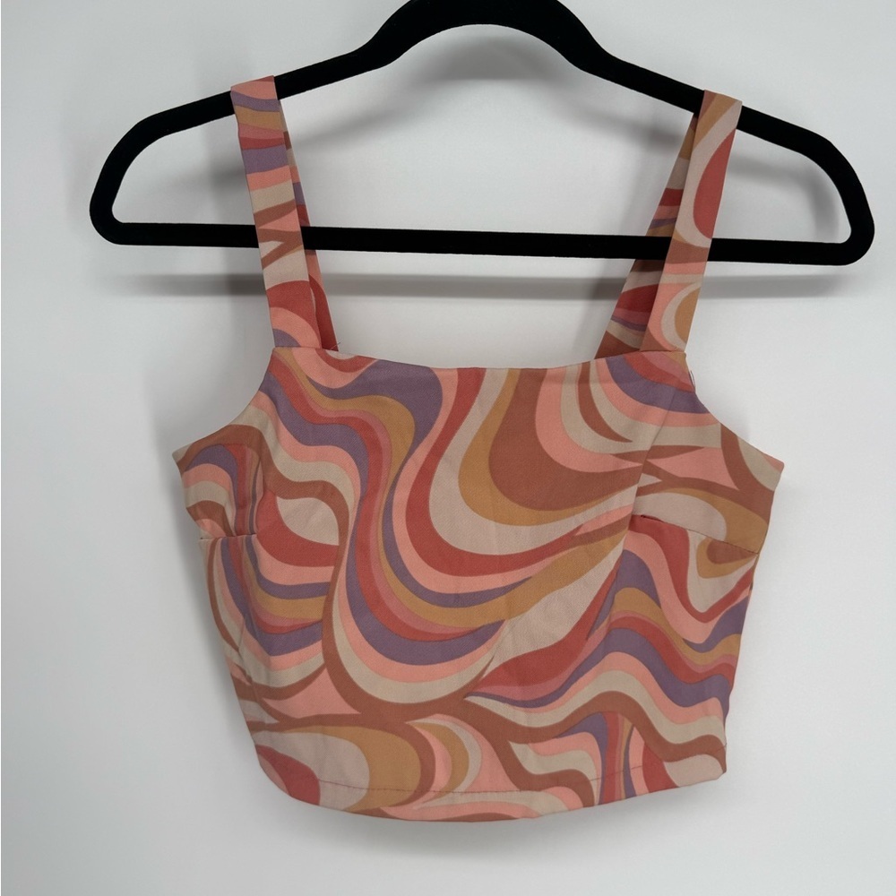 Altar'd State Multicolor Swirl Crop Top - Peach, Pink, Mauve, Lavender
